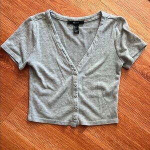 Forever 21 Gray V-Neck Crop Top